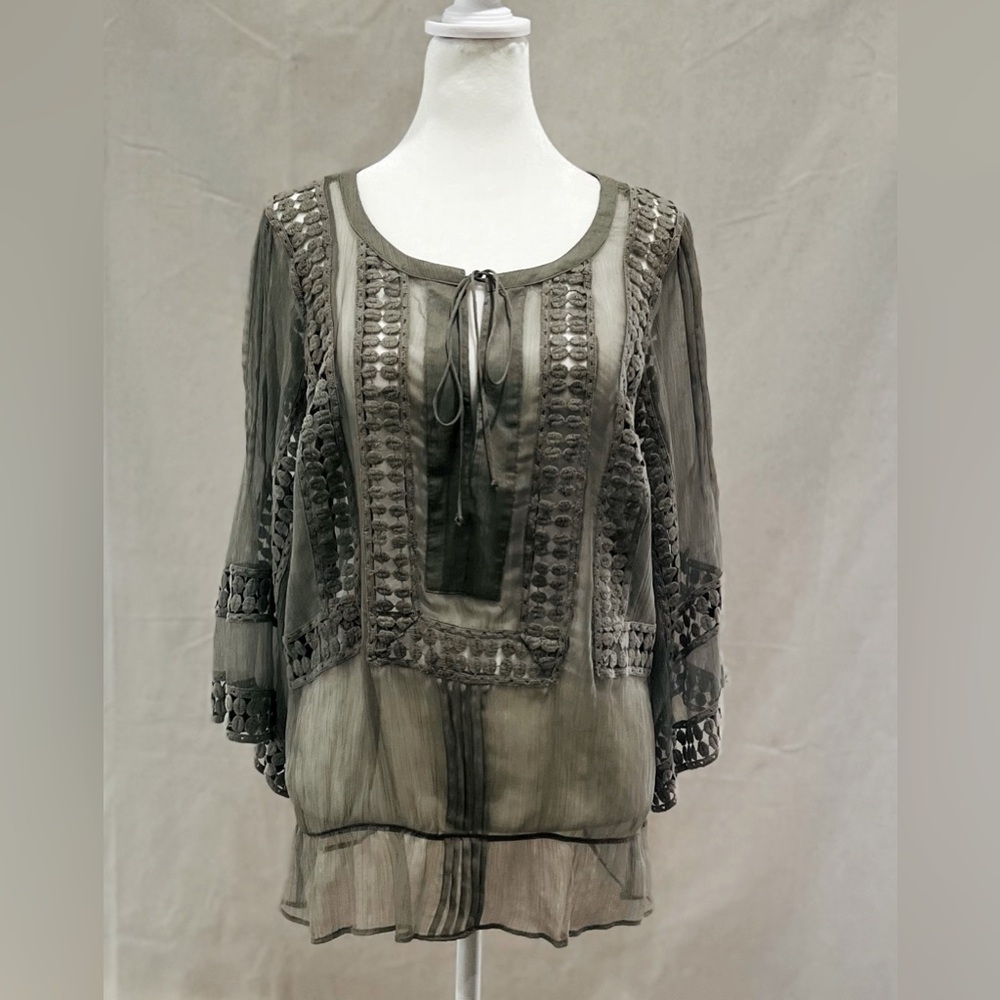 Daniel Rainn Sheer Gray Blouse